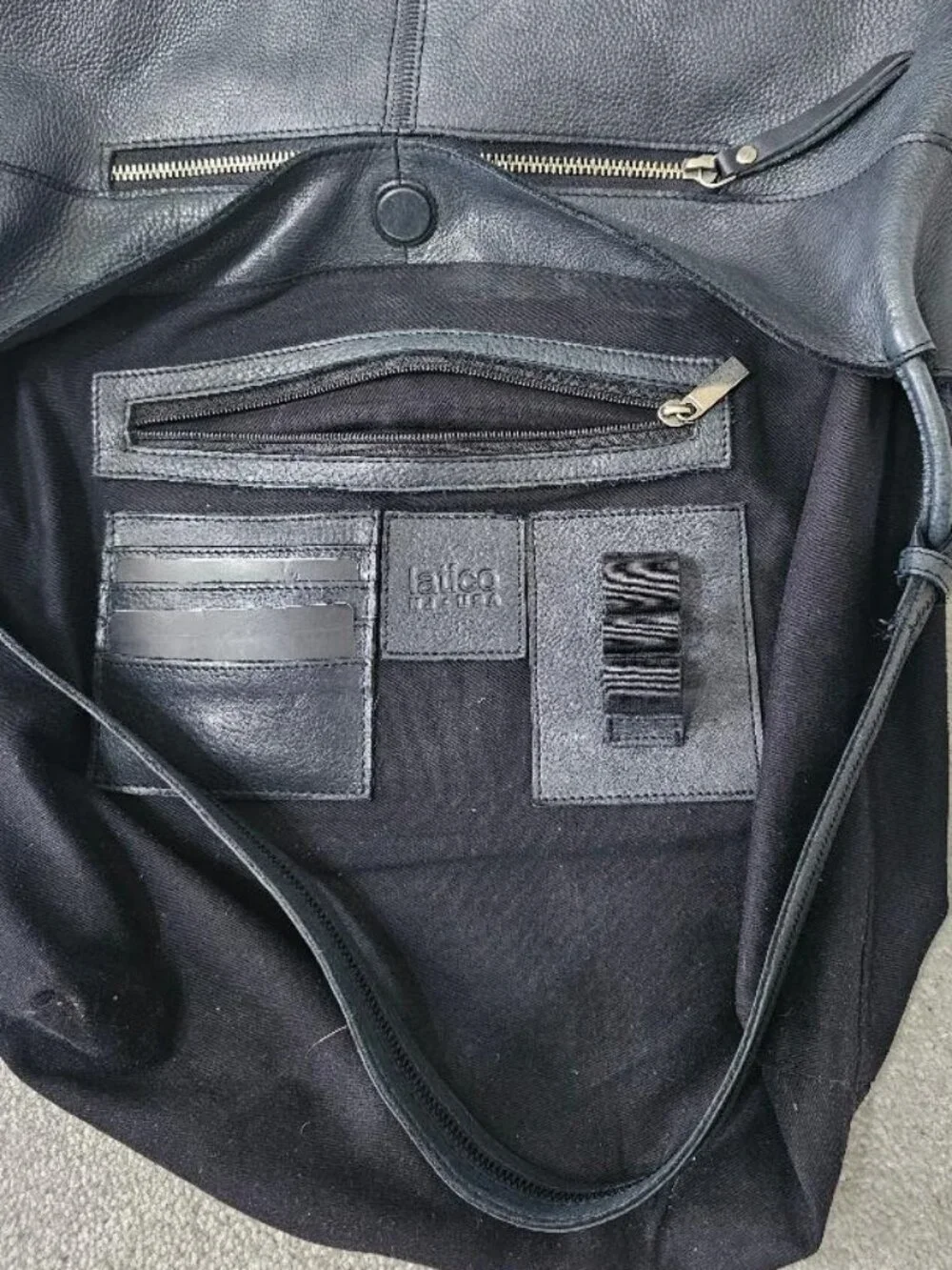 Latico Leather Lyons Tote Bag black leather hidden cell pocket